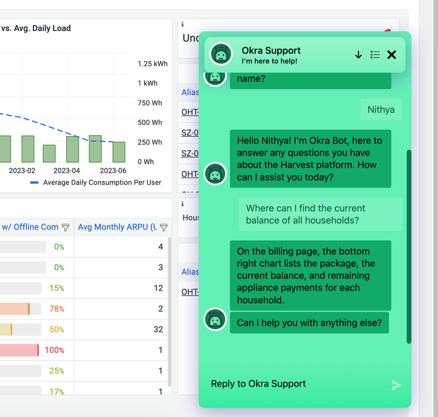 All new Harvest Chatbot